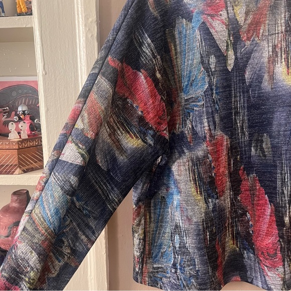 🏷️ 🆕 🎉 nwt! • multicolor abstract metallic knit floral scoop neck top - Picture 7 of 17